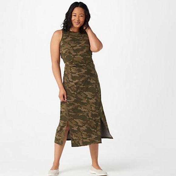 zuda Olive Camouflage Midi Dress - Picture 1 of 10